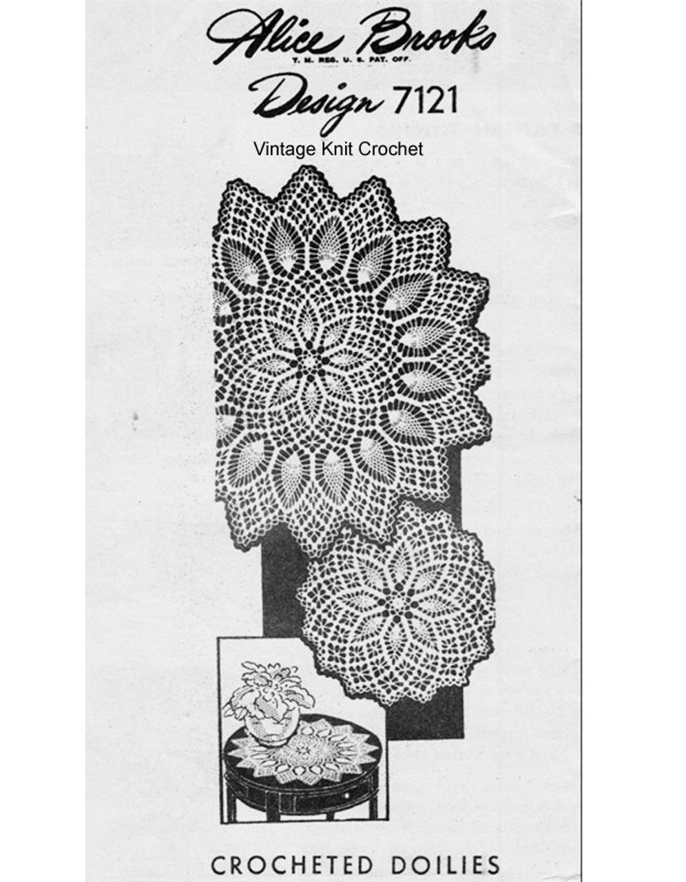 Pineapple Centerpiece Crochet Doily Pattern Design 7121