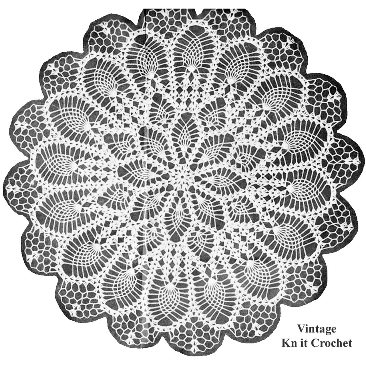 Large Pineapple Crochet Doily Pattern Illustration, Laura Wheeler Design 931