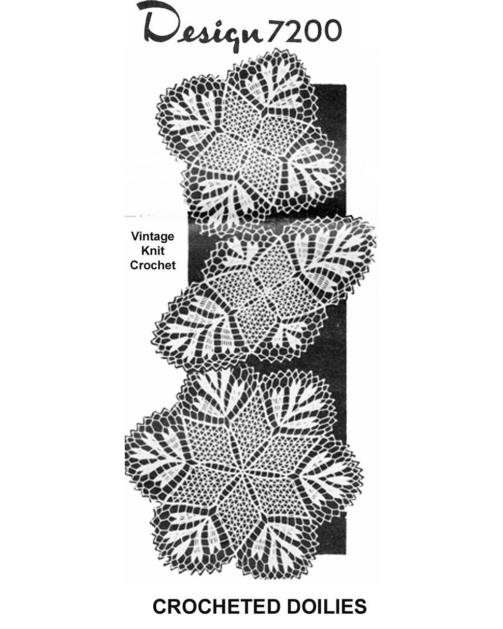 Small Crochet Snowflake Doilies Pattern, Mail Order Design 7200