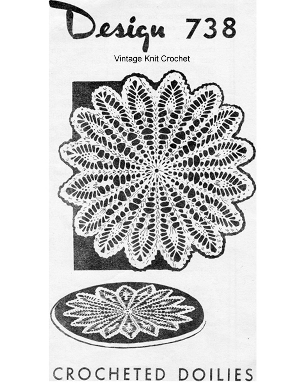 Large Wheat Doily Crochet Pattern, Mail Order 738