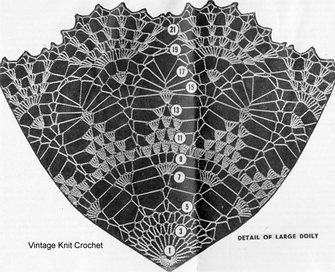 Large Pineapple Doily Crochet pattern stitch illustration, design 641