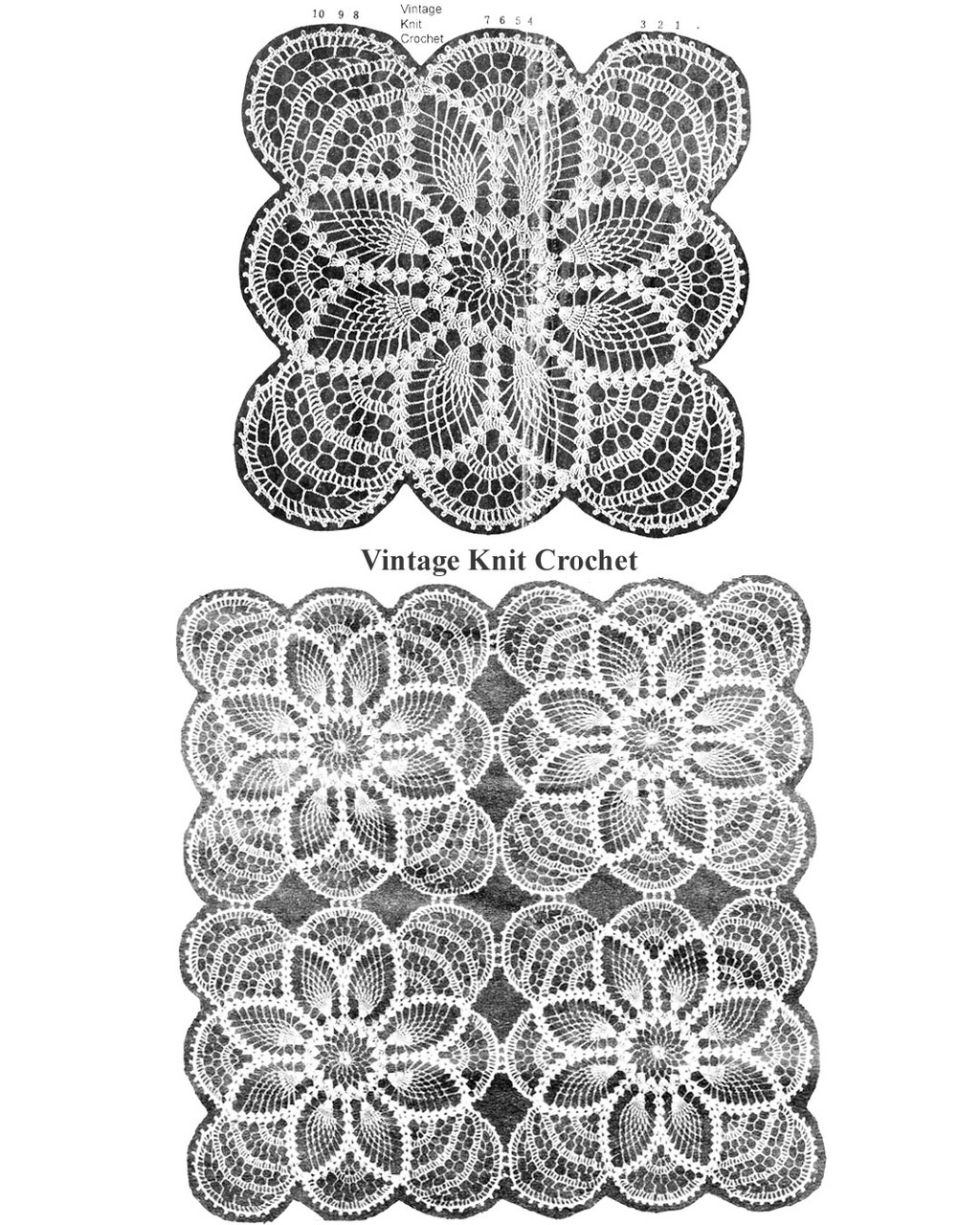 Crochet Square Pattern, Pineapple Stitch illustration for design 609