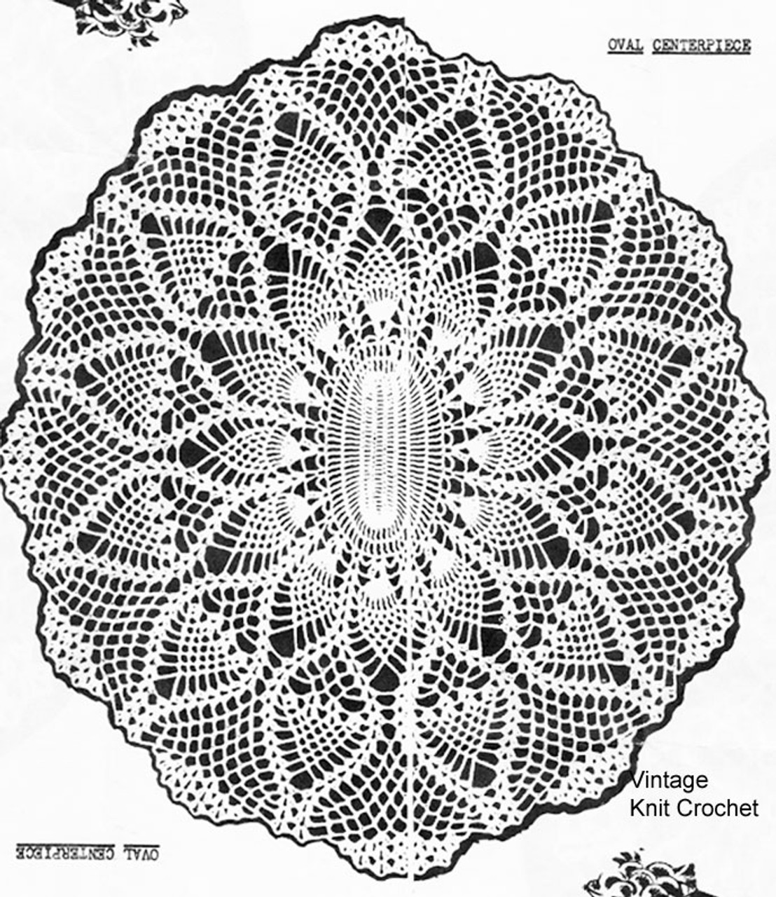 Vintage Oval Doily Pattern, Pineapples, Anne Cabot 5607