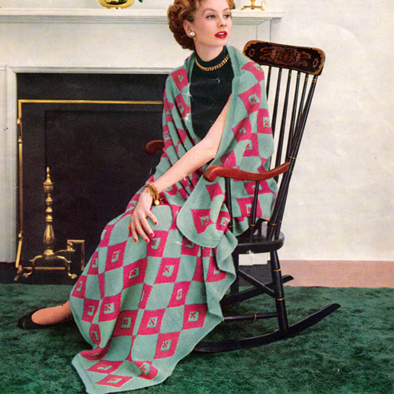 Vintage knitting pattern for harlequin afghan 