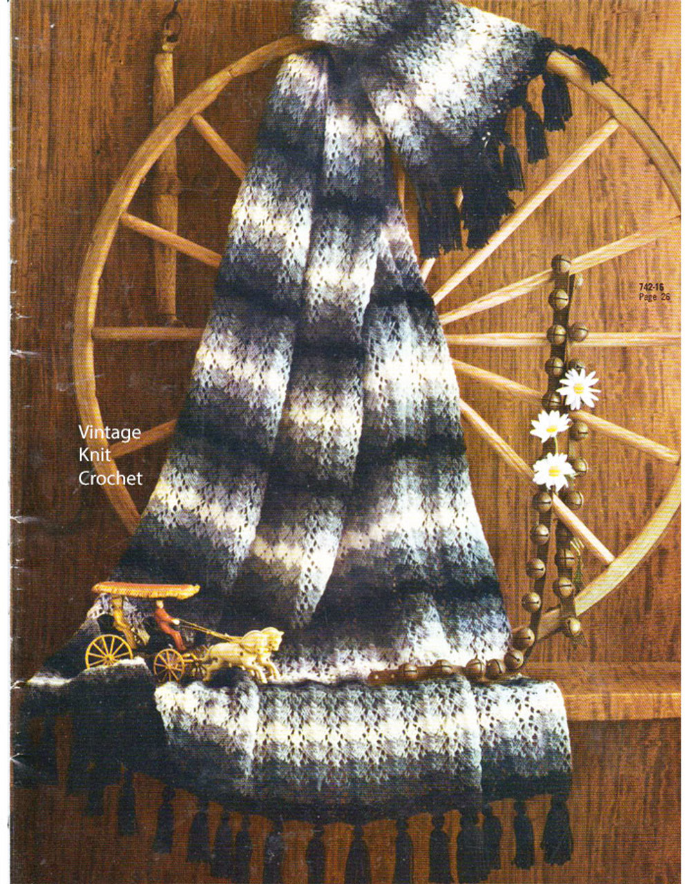 Mans Striped Afghan Knitting Pattern No 742-16