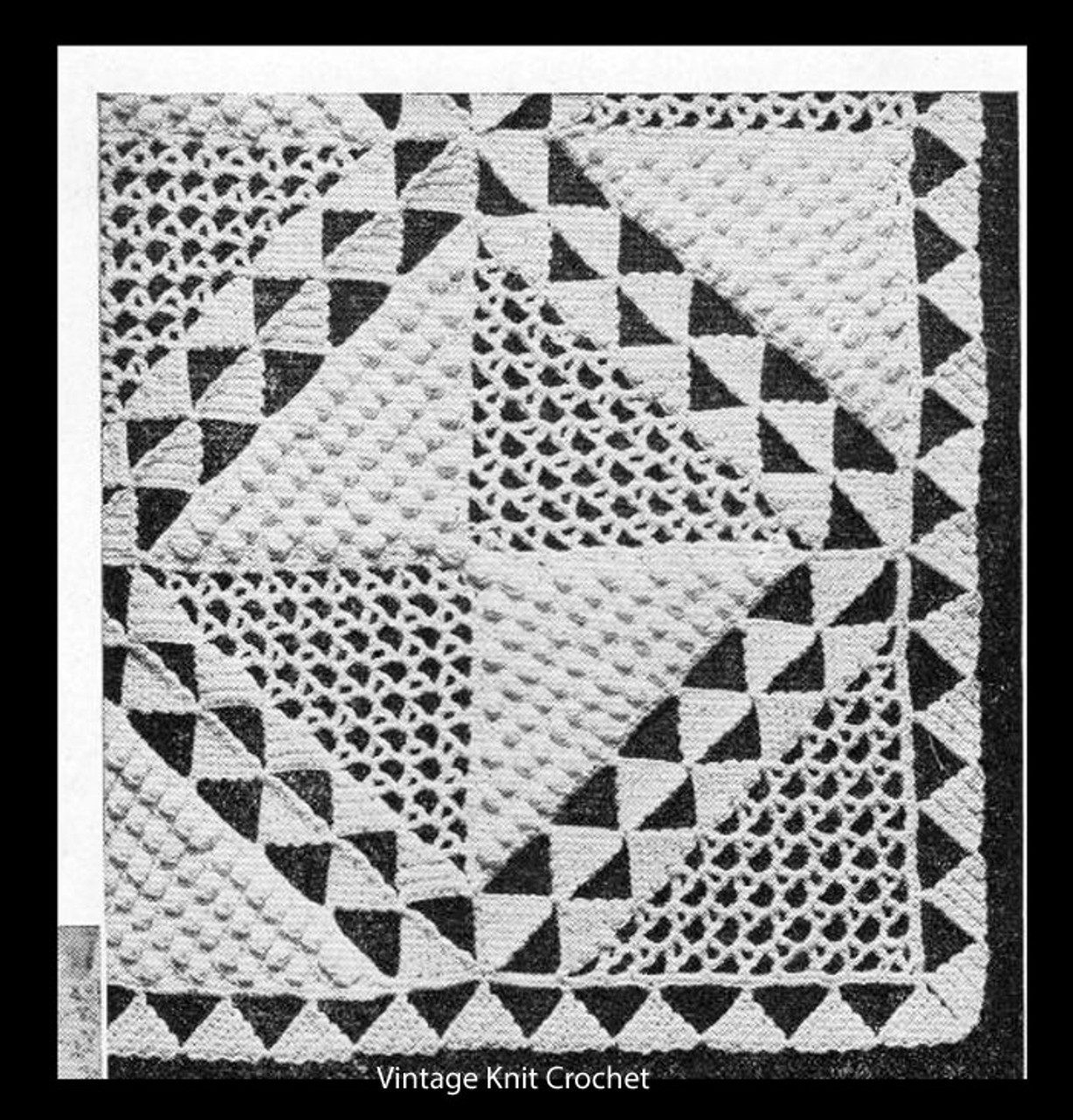 Triangles on Parade Crocheted Square for Bedspread