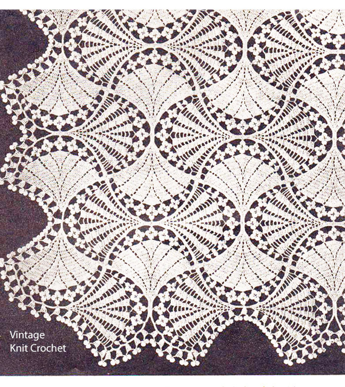 Vintage Crochet Fan Flowers Bedspread Pattern No 805