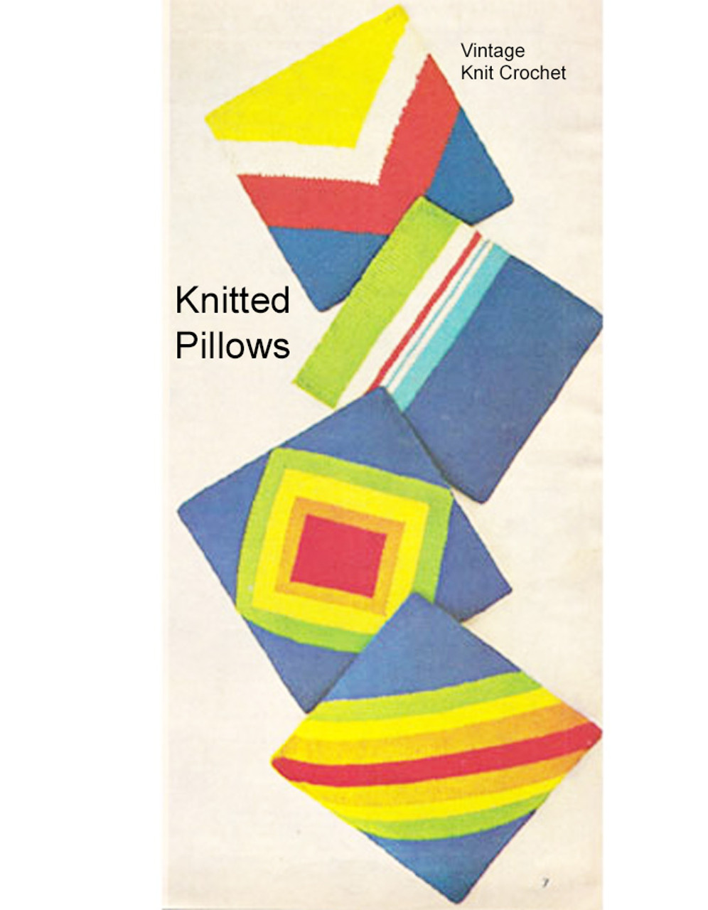 Pillows Knitting Pattern, 4 Geometric Motifs