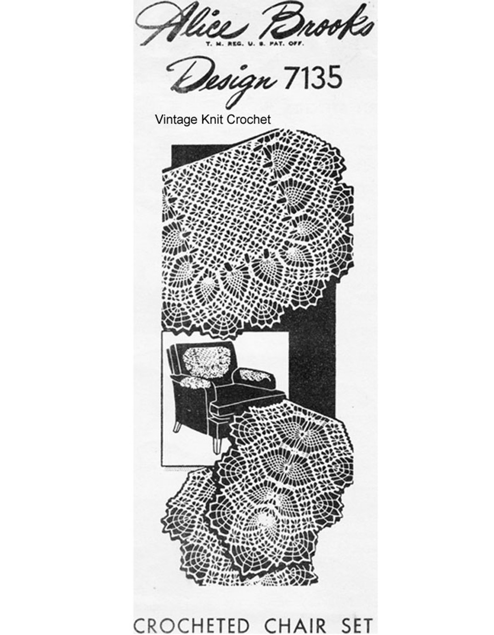 Pineapple Spiderweb Crochet Chair Doily Pattern  No 7135