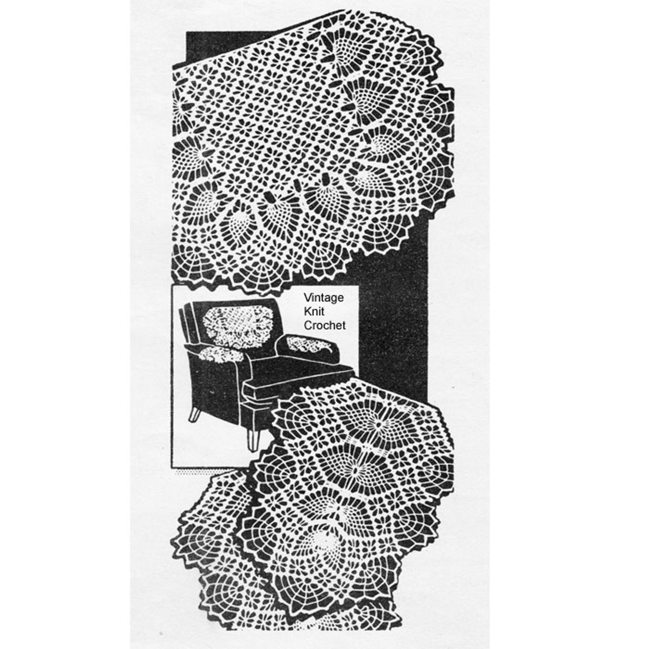 Crochet Chair Set Pattern, Pineapple Spiderweb, Alice Brooks 7135