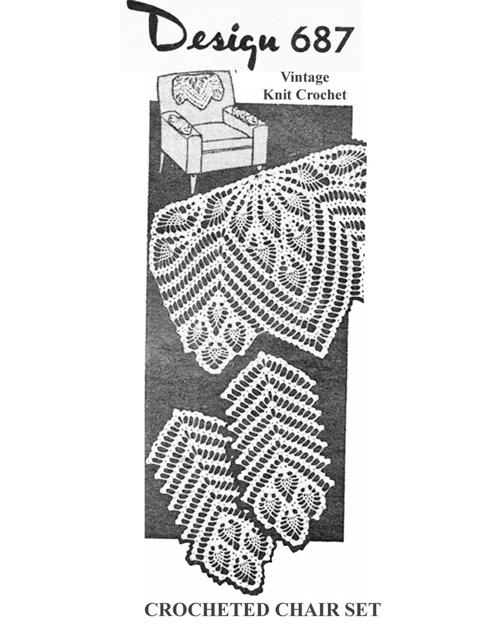 Vintage Pineapple Crochet Chair Set Pattern Mail Order Design 687