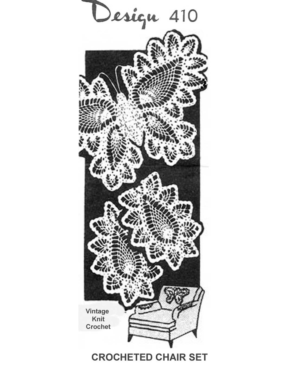 Crochet Butterfly Pattern, Chair Doily Design 410