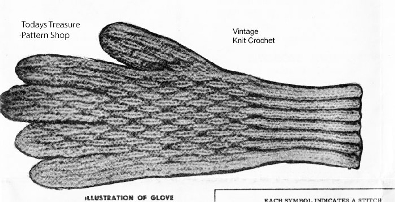 Knitted glove Pattern Illustration, Design 7089