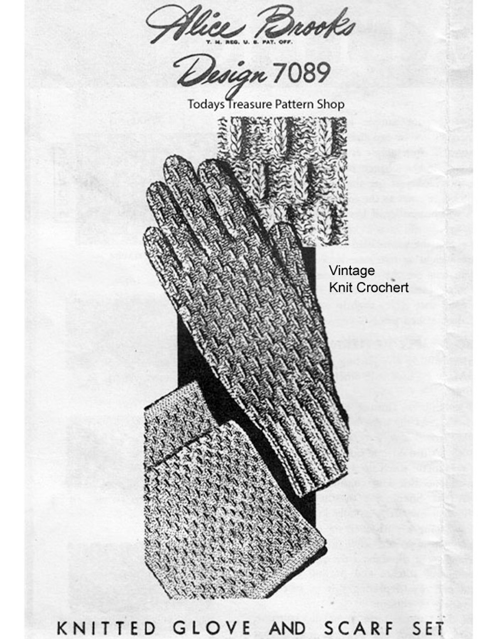 Vintage  Gloves  Knitting Pattern, Alice Brooks 7089