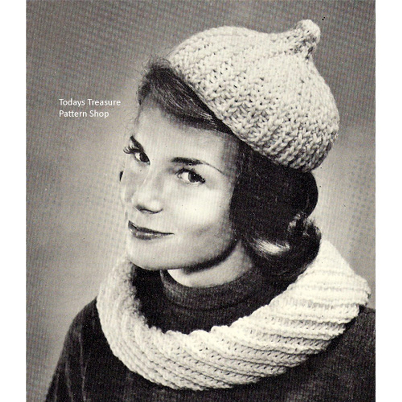 Knitted Cowl Collar & Cap Pattern