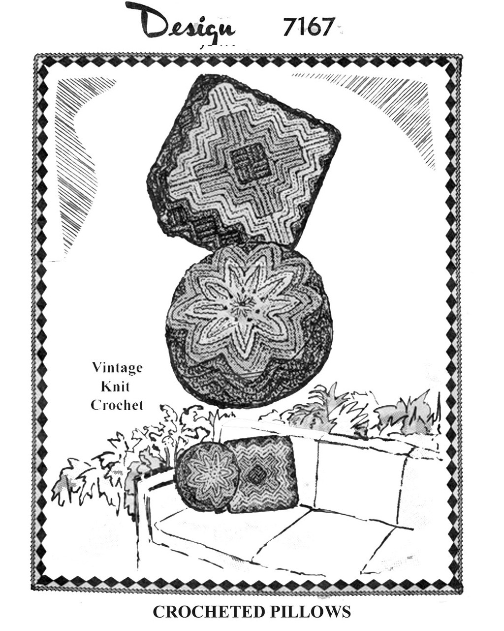 Crochet Pillows Pattern Square Round Ripple Mail Order Design 7167