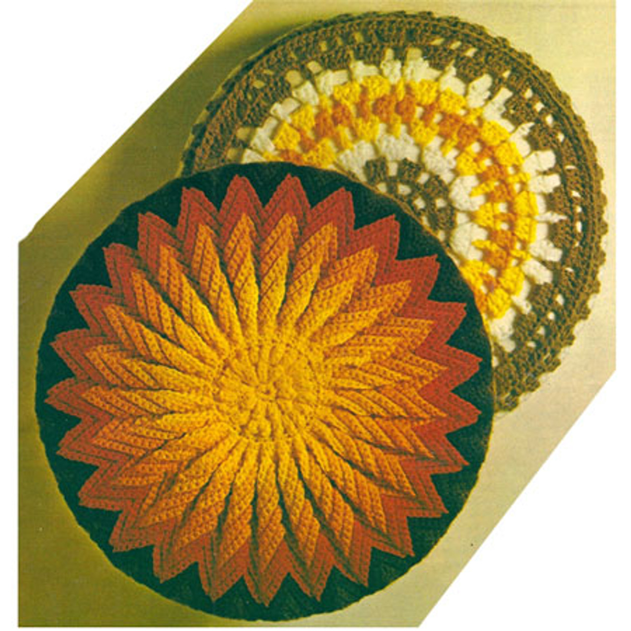 Round Crochet Pillow Patterns, Star and Sunburst Motif