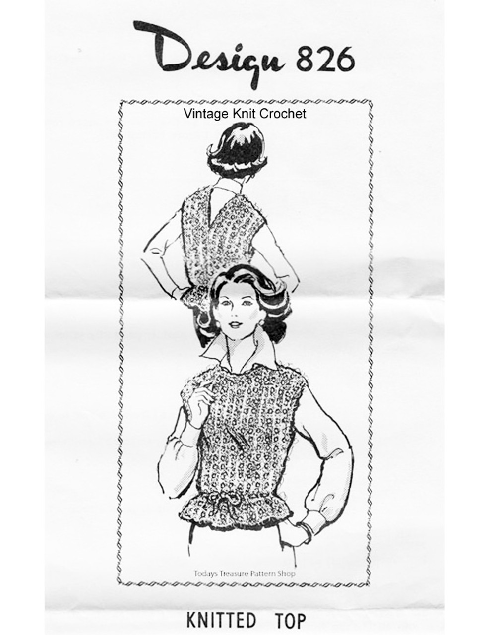 Easy Knitted Mohair Top Pattern with Peplum, Laura Wheeler 826