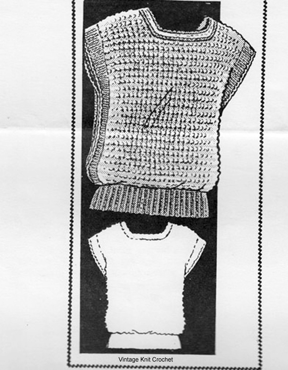 Mail Order Knitted Top Pattern, Contrast Mohair Bands, Design 614