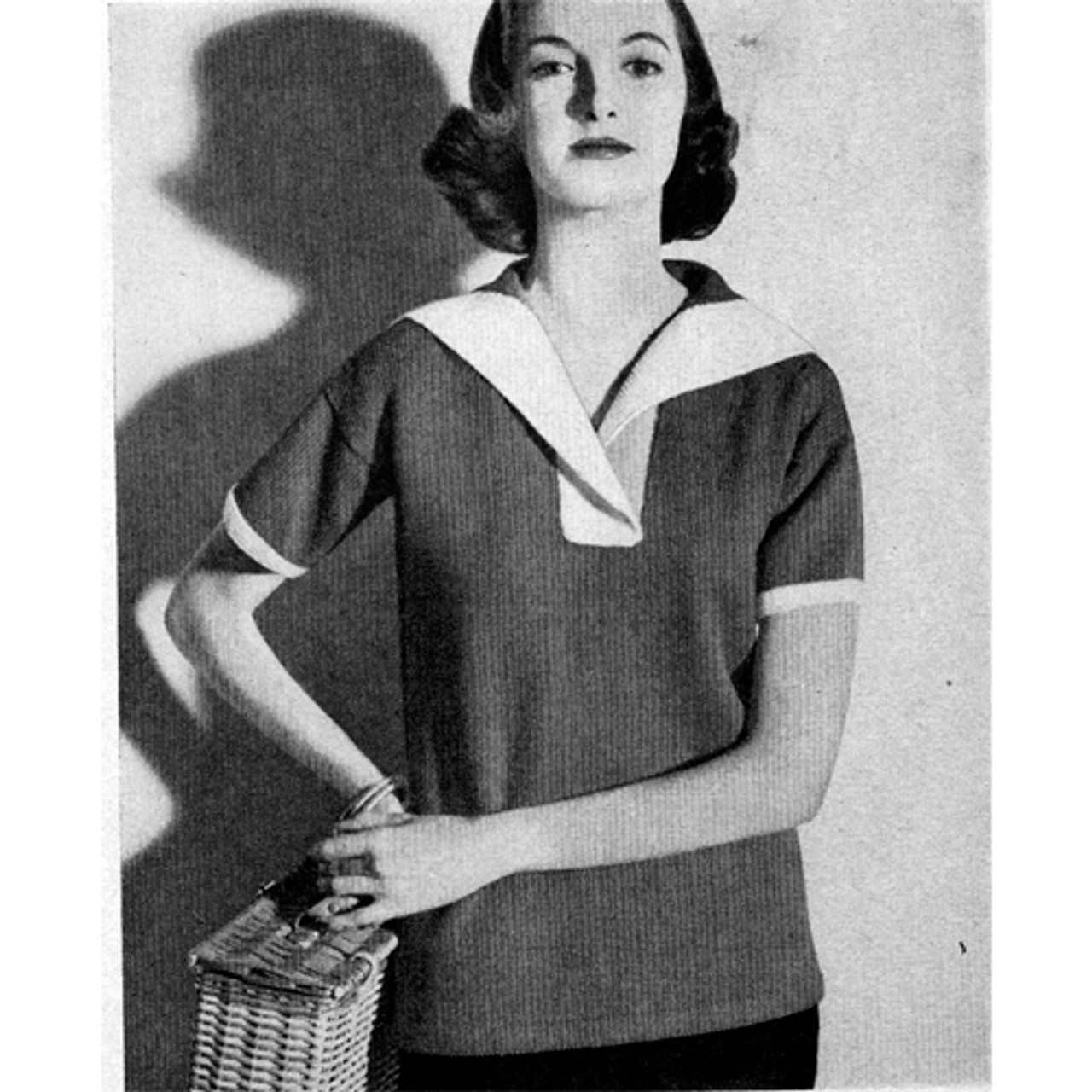 Knitted Sailor Blouse Pattern, Vintage 1950s