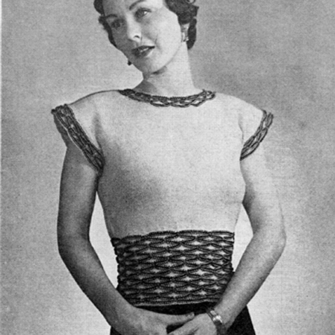 Vintage Smocked Sleeveless Blouse Knitting pattern 