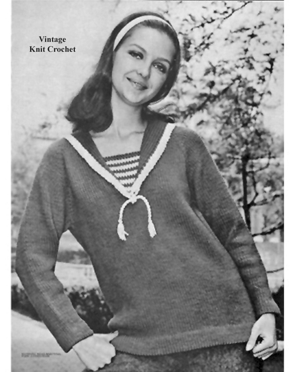 Vintage Knitted Sailor Sweater Pattern Vintage 1960s