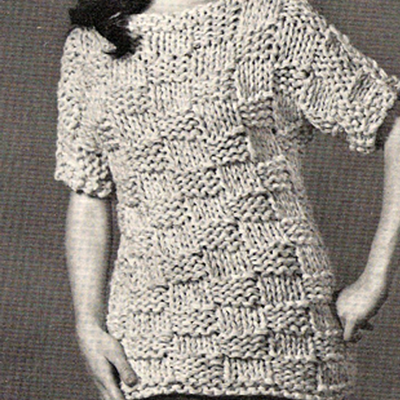 Knitted Block Stitch Tunic Pattern, Vintage 1960s
