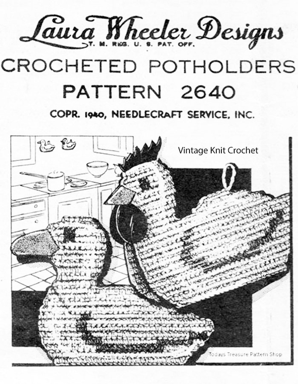 Crochet Chicken Pot Holder Gray Grey Rooster Hot Pad