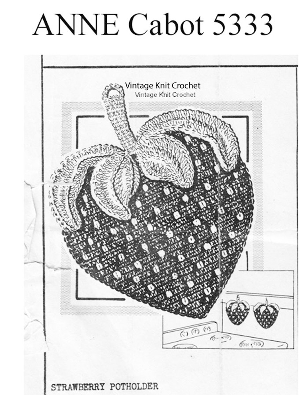 Strawberry Potholder Crochet Pattern, Anne Cabot 5333