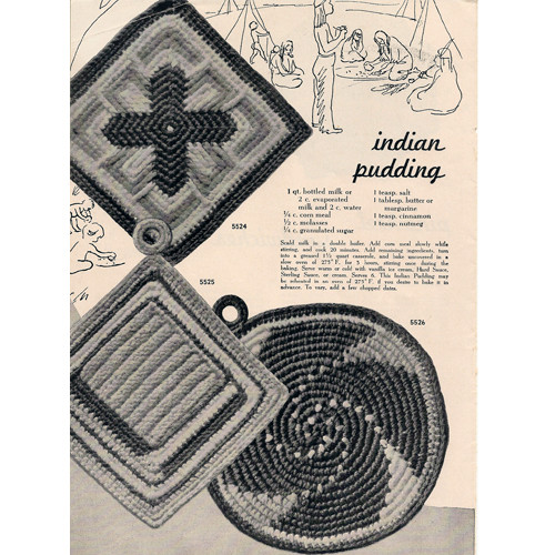 Navajo, Log Cabin, Indian Circle Potholders Crochet Pattern Set