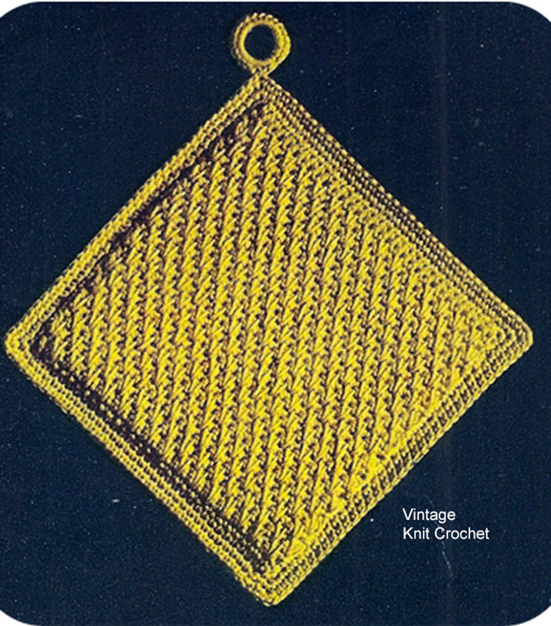 Crochet Potholder Pattern, Square with banded border