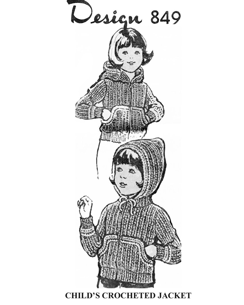 Boys Girls Crocheted Hoodie Pattern Design 849