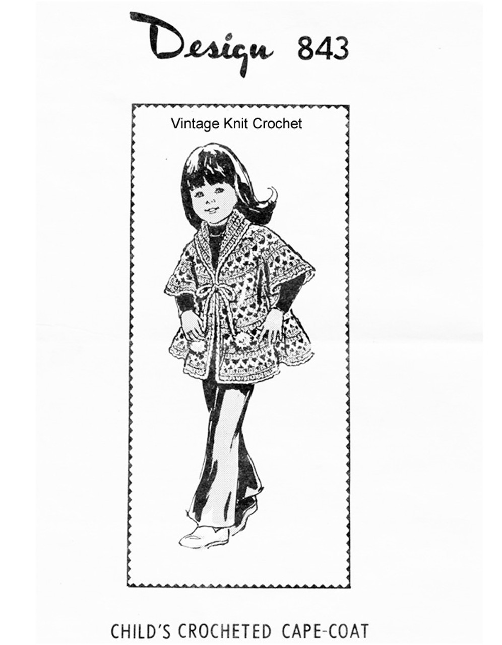 Girls Crochet Cape Pattern, Mail Order Design 843