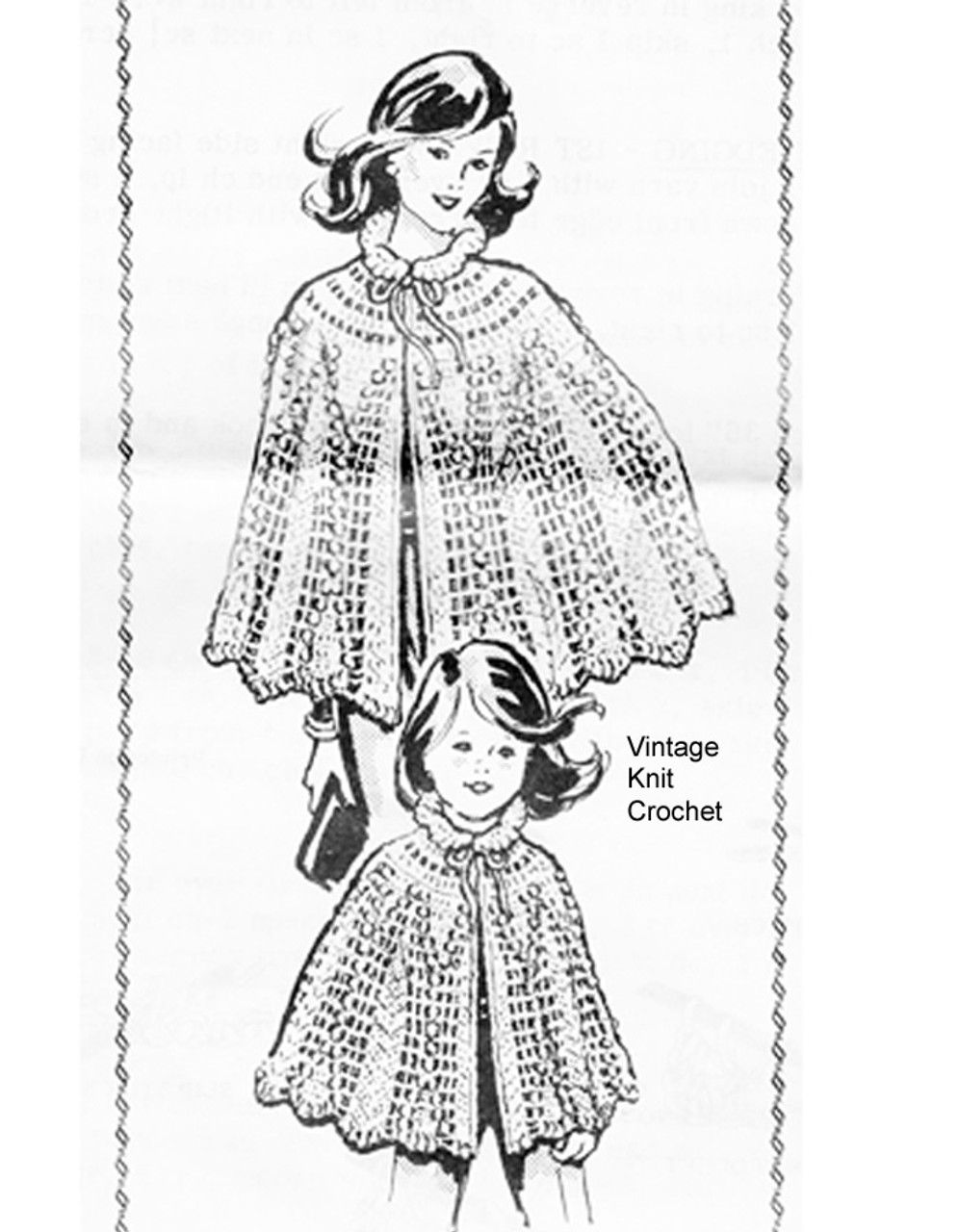 Girls Crochet Lace Cape Pattern, Laura Wheeler 852