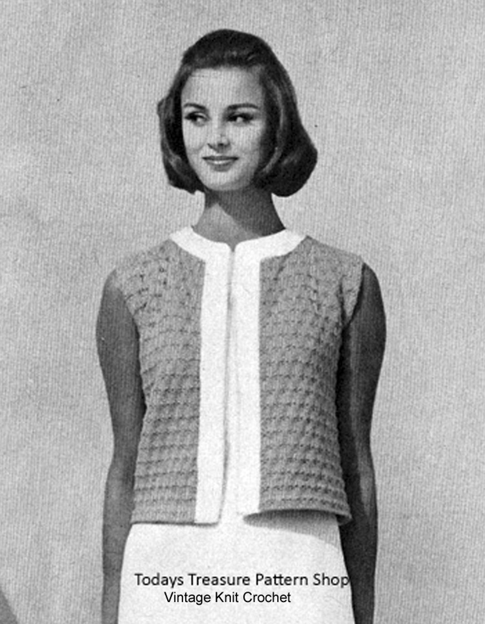 Vintage Knitted Bolero Pattern, Waist Length
