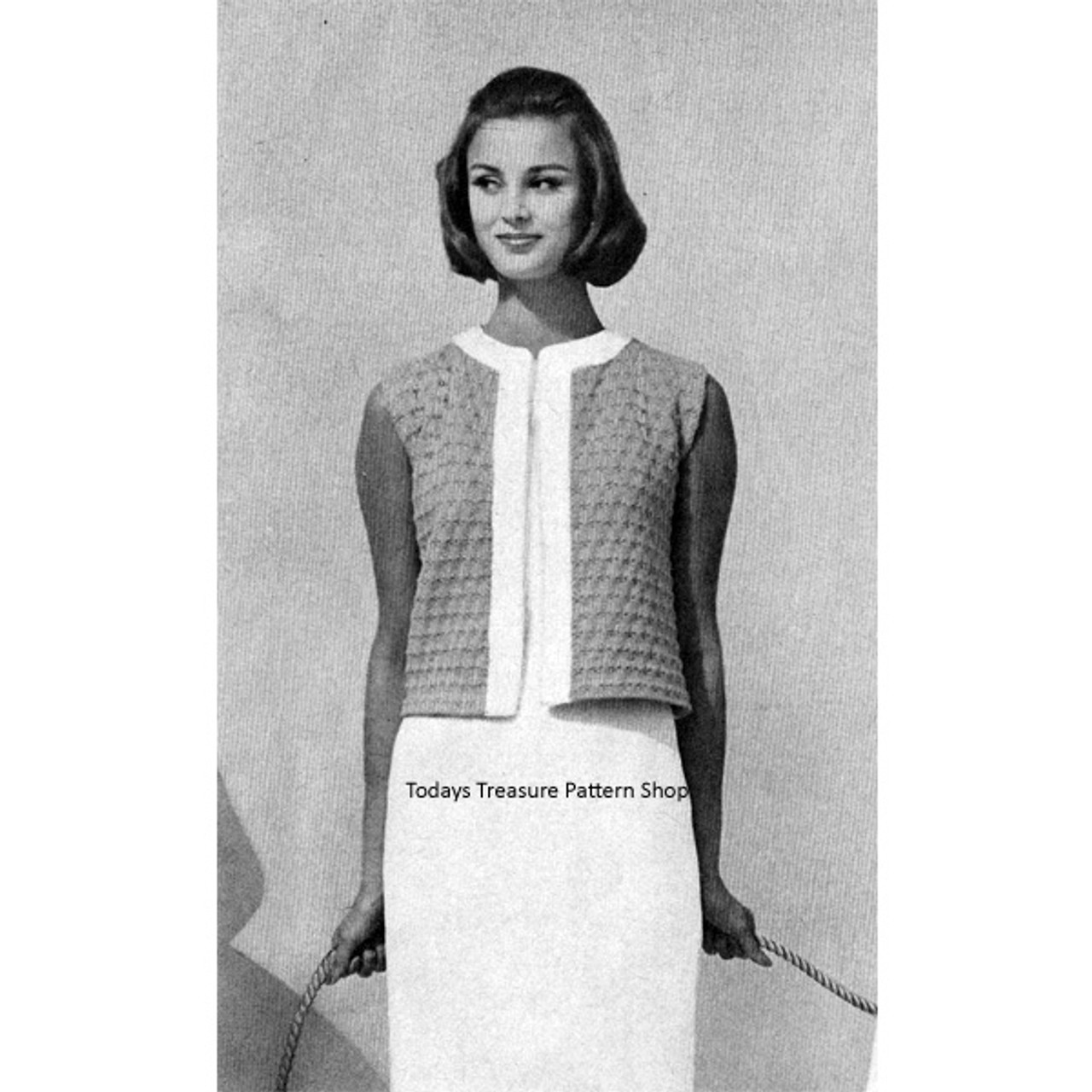 Short Knitted Jacket Pattern with Open Front