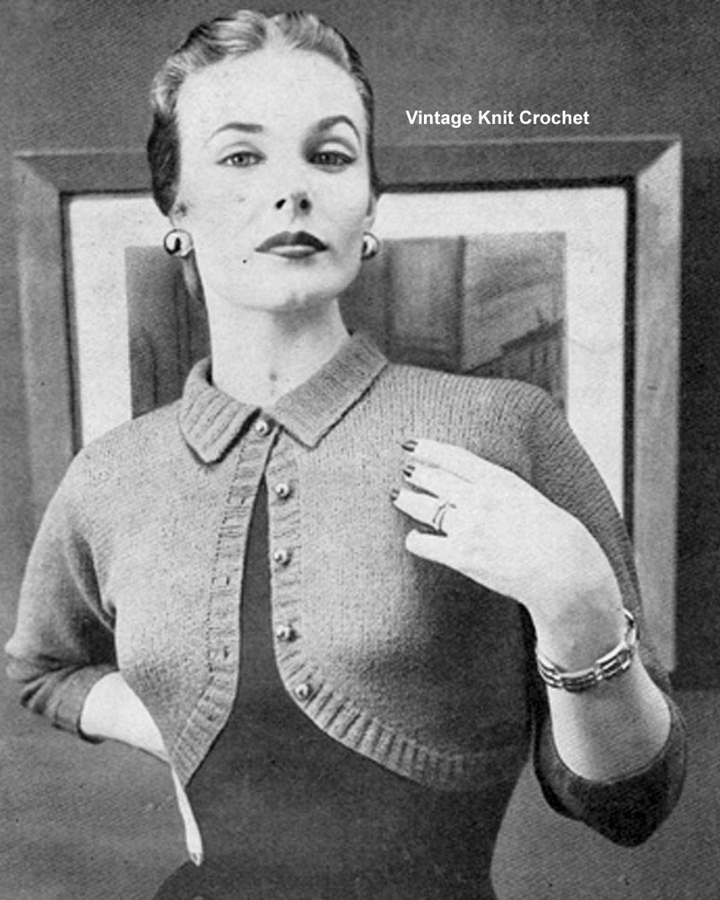 Buttoned Shrug Knitting Pattern, Vintage 1950s