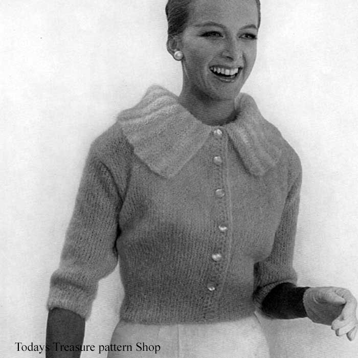 Mohair Cardigan Blouse Knitting Pattern Large Collar Mohair Cardigan Blouse Knitting Pattern Large Collar