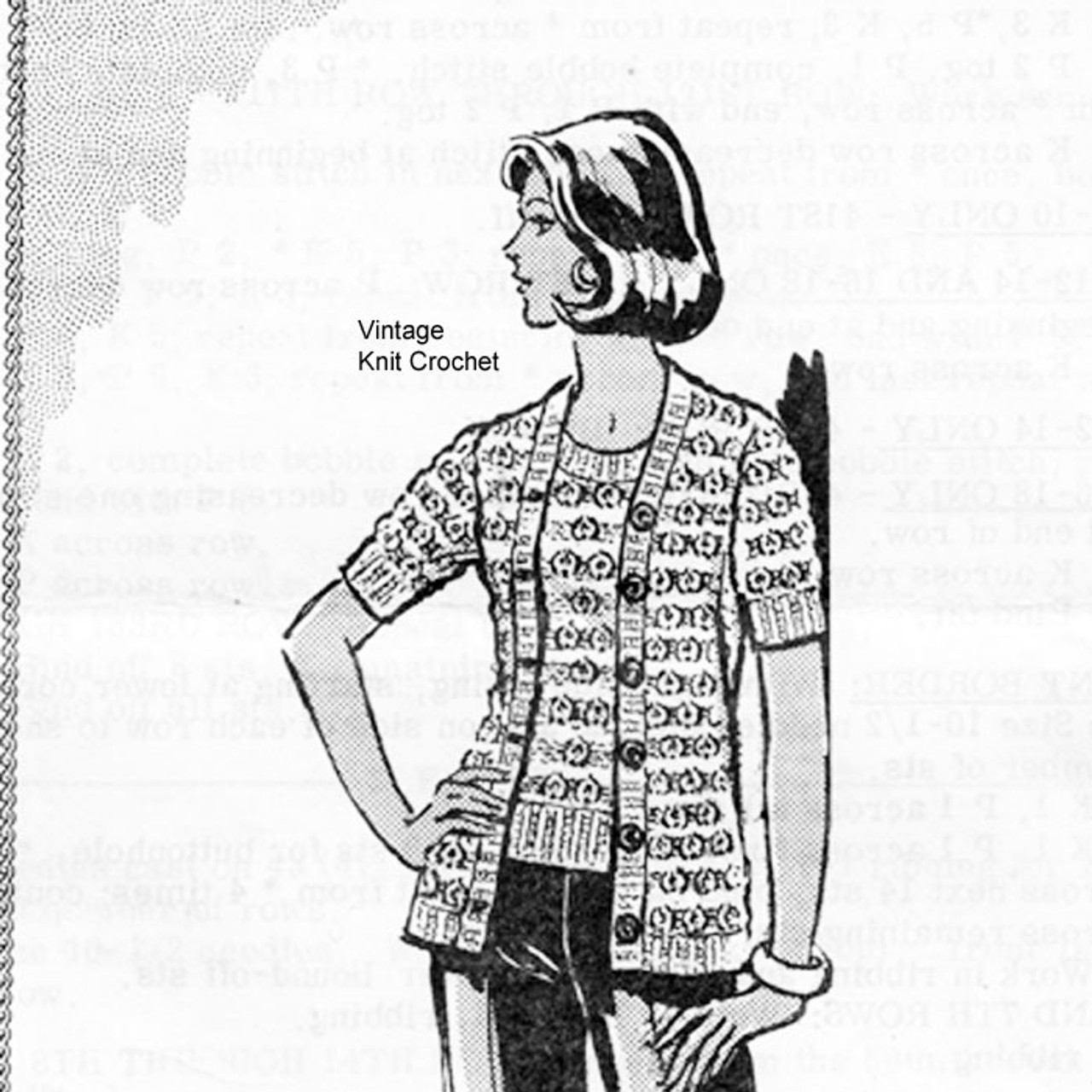 Bobble stitch knitted top pattern design 7121