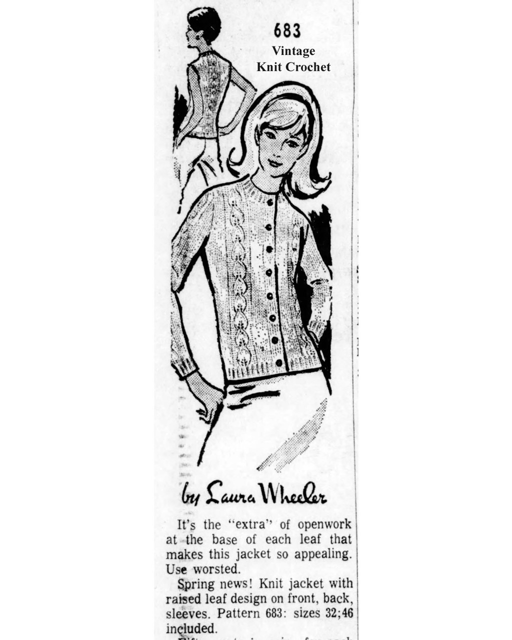 Mail Order Design 683 Knitted Jacket Newspaper Advertisement