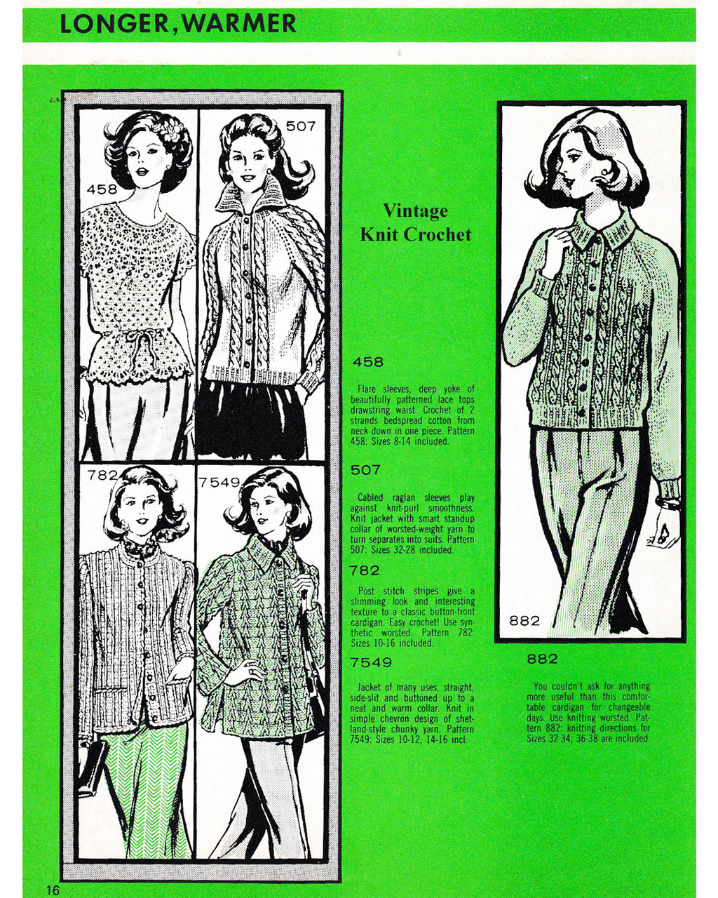 Alice Brooks Design 7459 Knitted Coat in the 1985 Needlecraft Pattern Catalog