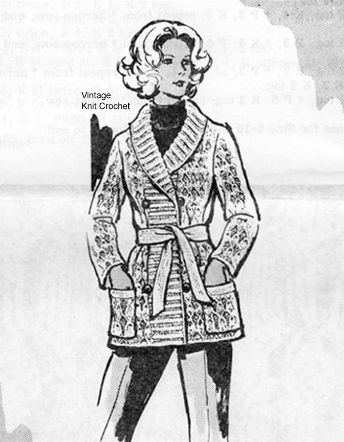 Knitted Jacket Pattern, Shawl Collar, Mail Order Design 574, Laura Wheeler