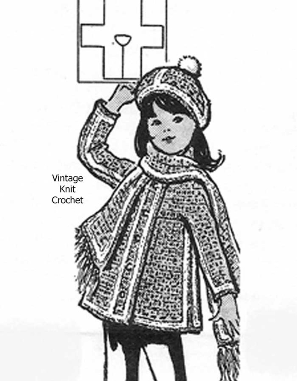 Alice Brooks Girls Crochet Coat pattern, hip length Design 7491