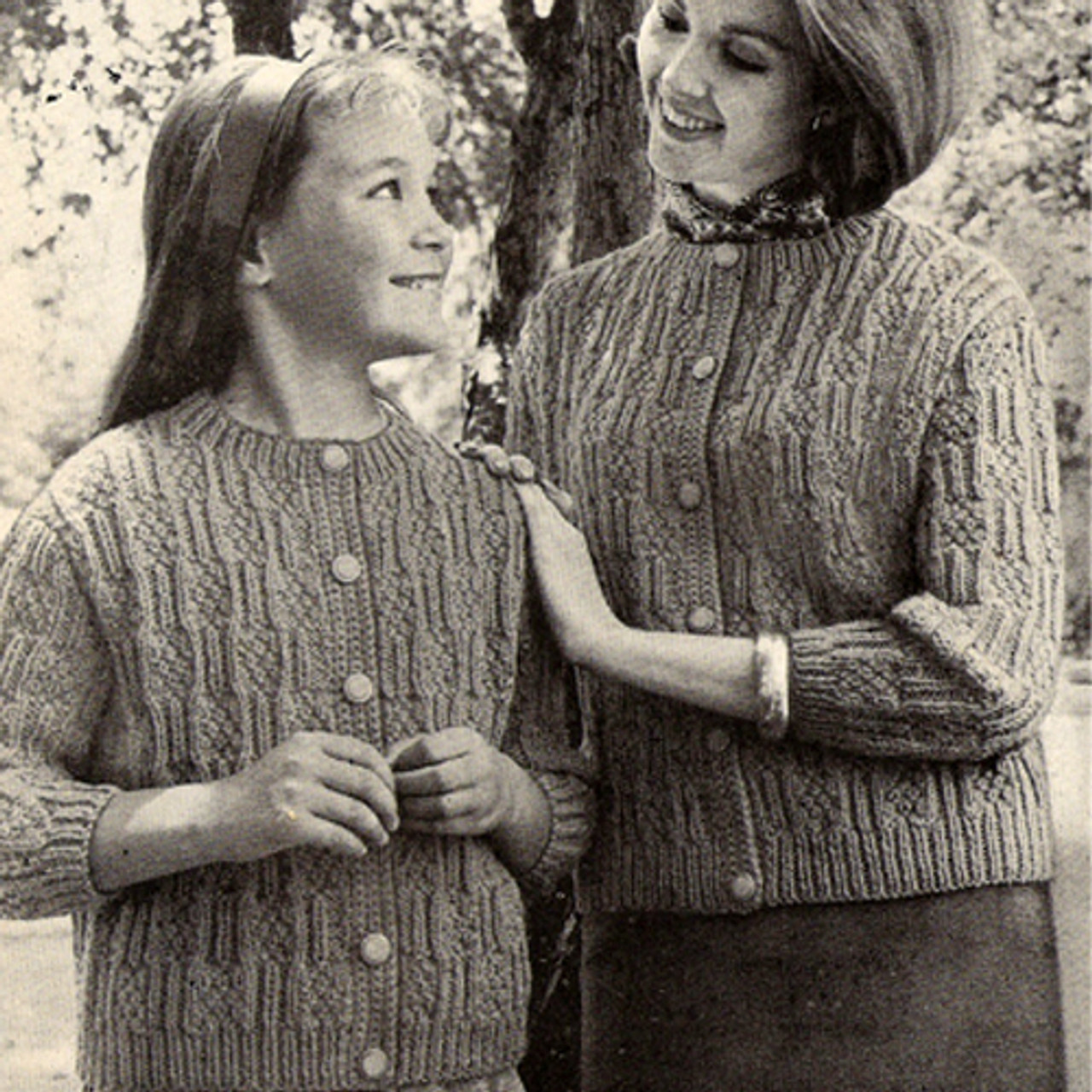 Textured Cardigan Knitting Pattern for Mother Daughter