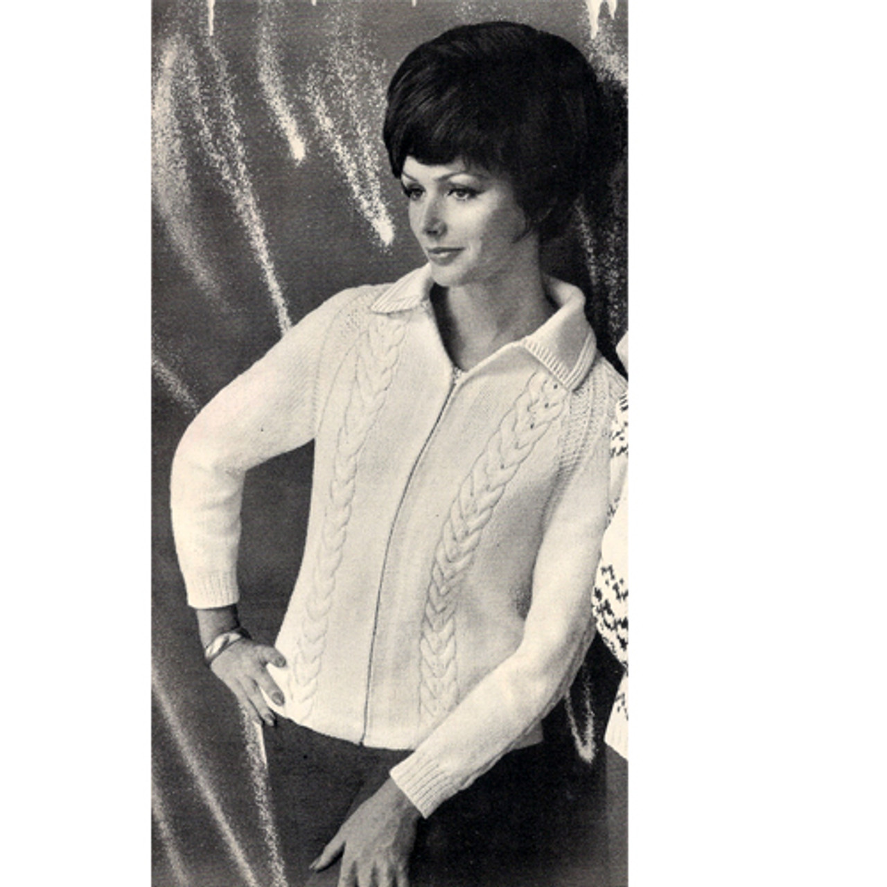 Knitting Pattern Zippered Jacket Vintage 1960s