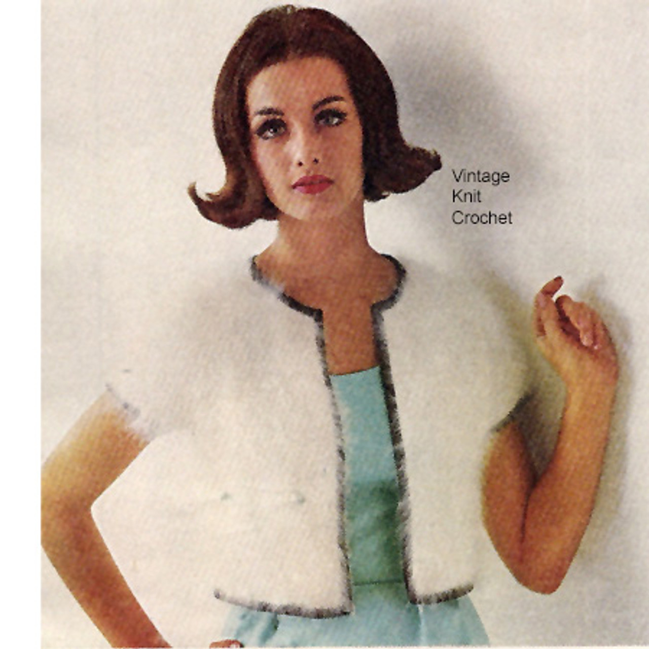 Knitted Cropped Jacket Pattern in Mohair Yarn