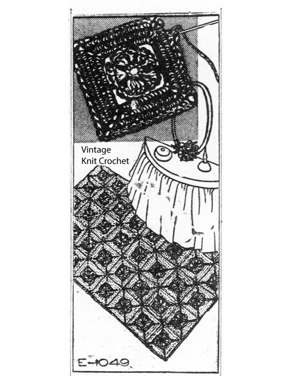 Crochet Rug Pattern, Colorful Square Blocks, Mail Order e-1049
