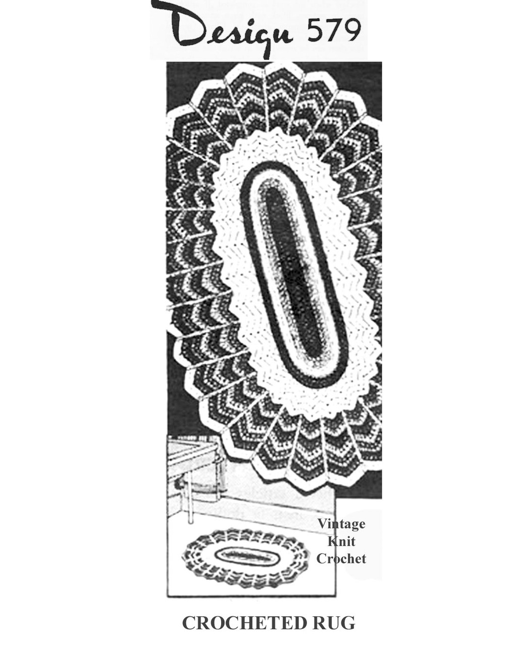 Oval Ripple Rug Crochet Pattern Mail Order Design 579