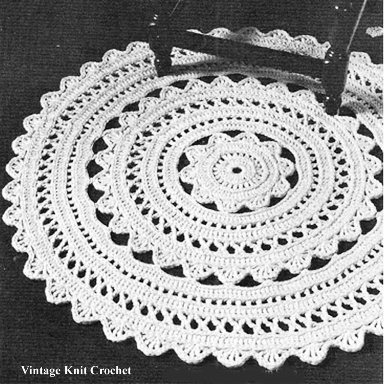 Crochet Round Doily Rug Pattern, 36 inches