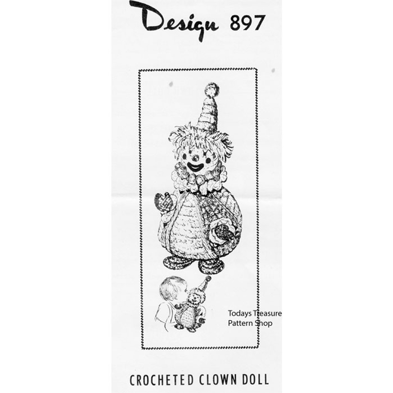Crochet Clown Pattern, Stuffed doll